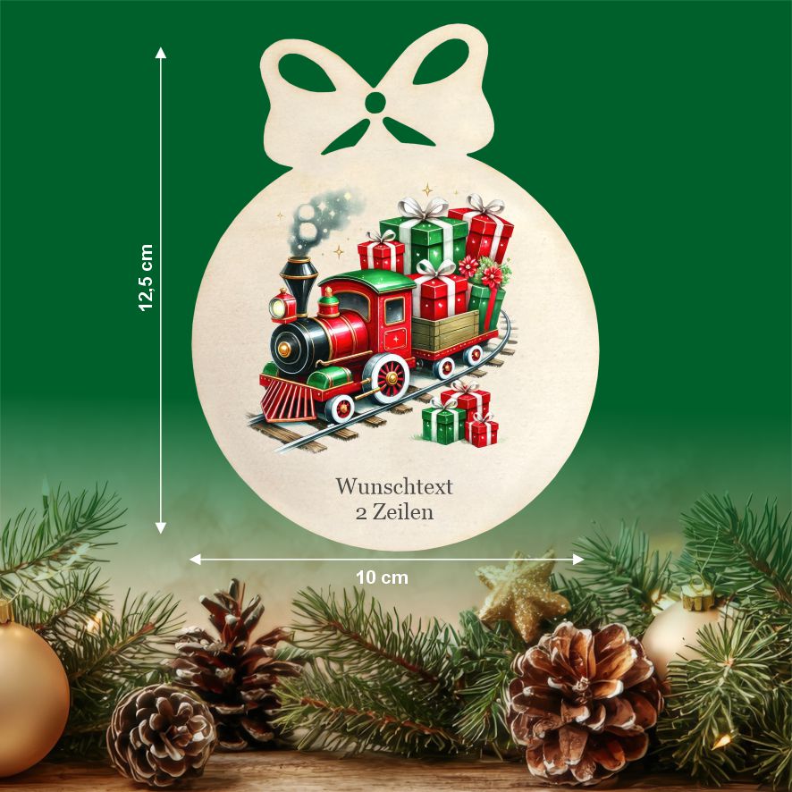 Personalisierte bunte Holz-Weihnachtskugeln -Zug - FOTOFOL