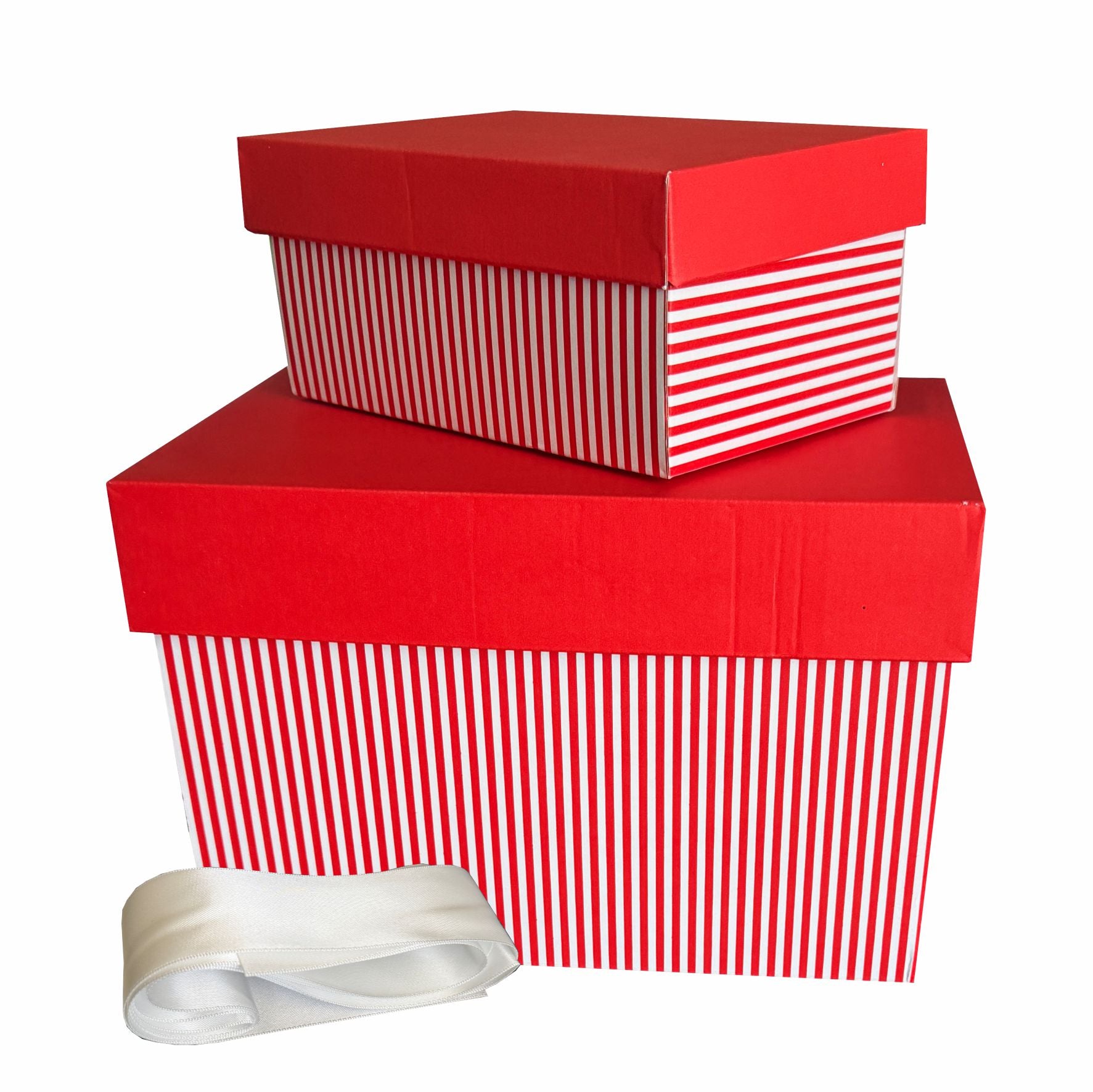 2er Set Geschenkboxen – in Klein und Medium mit Deckel und weißer Schl
