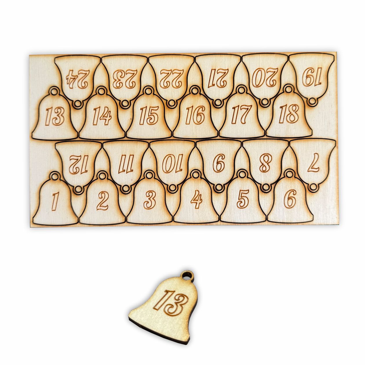 Adventskalender Zahlen aus natürlichem Birkensperrholz