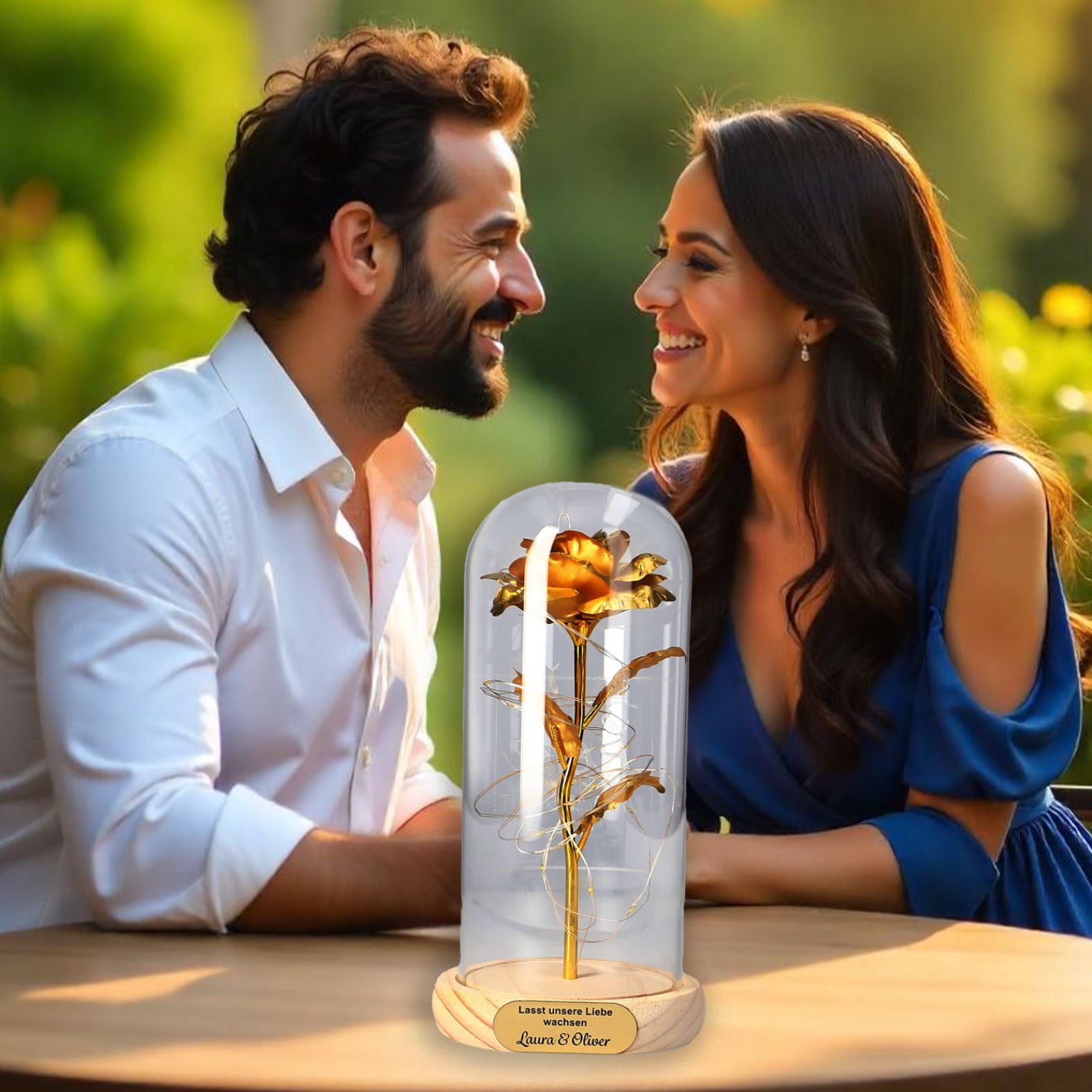 Personalisierte LED Ewige Gold Rose - FOTOFOL