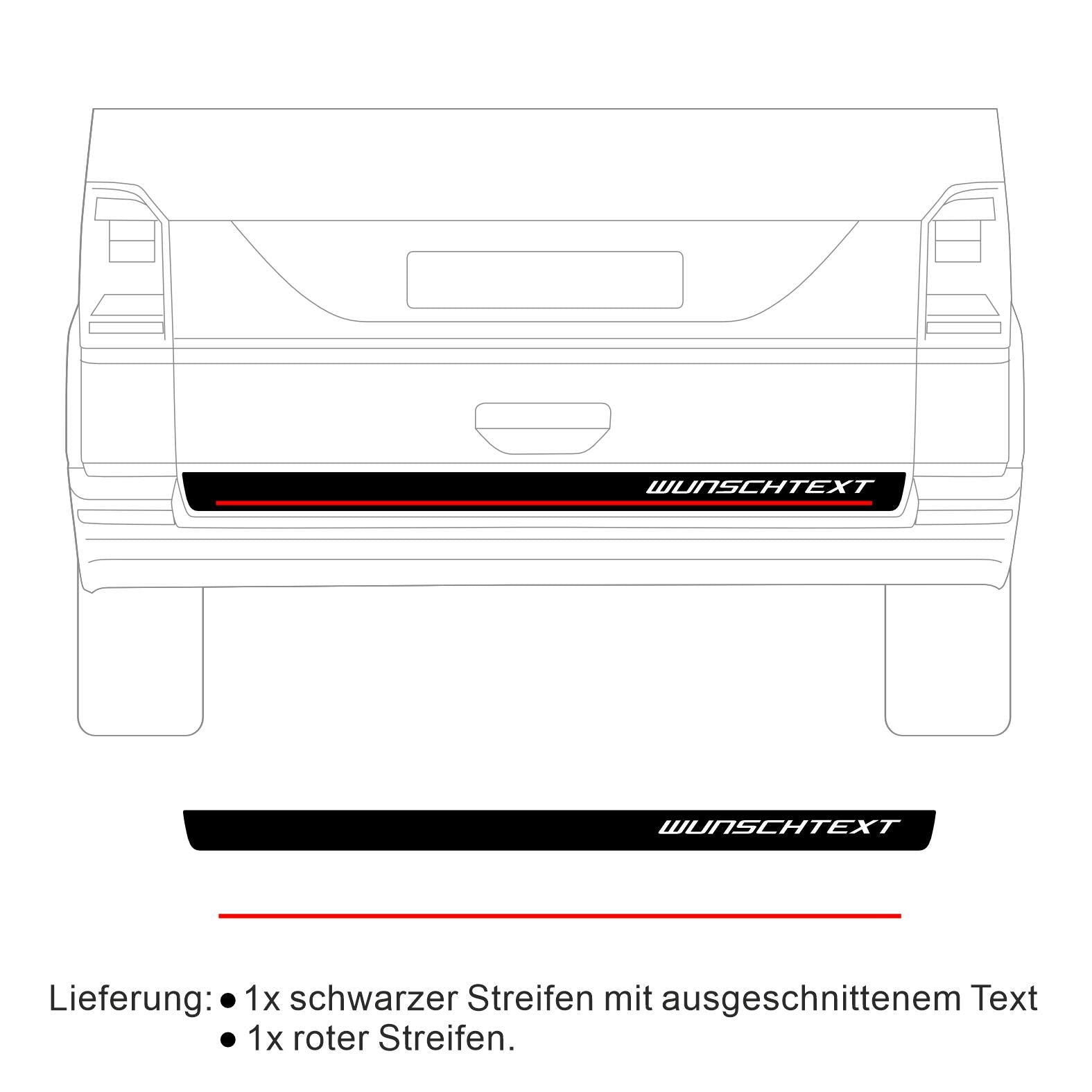 Fotofol - Heckklappen Heckstreifen Aufkleber Wunschtext passend für VW T6.1 T6 T5 Multivan Bulli - Edition