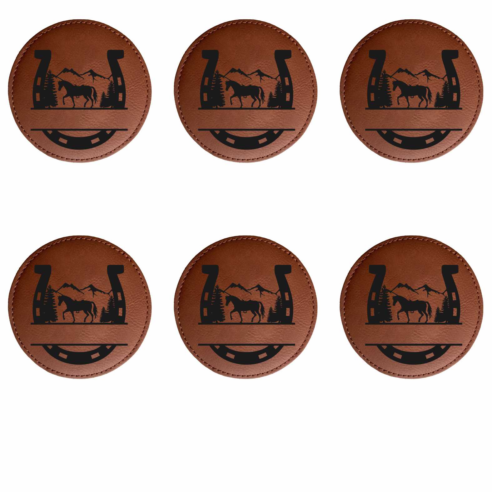 6er Set Untersetzer Hufeisen mit Wunschname - FOTOFOL