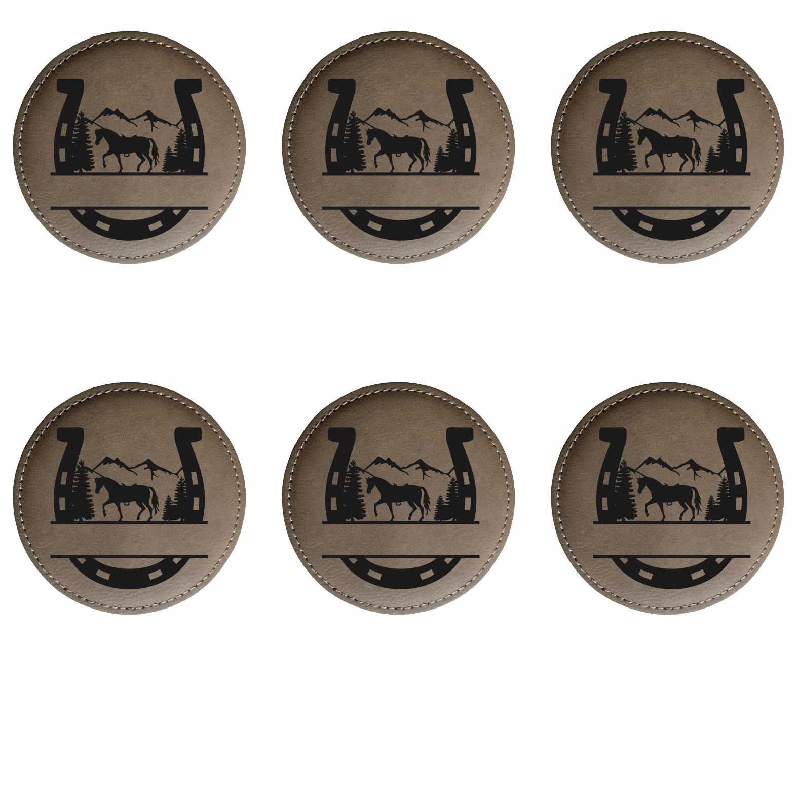 6er Set Untersetzer Hufeisen mit Wunschname - FOTOFOL
