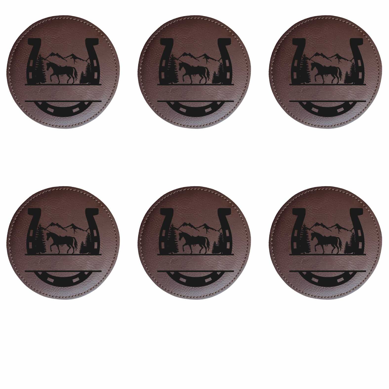 6er Set Untersetzer Hufeisen mit Wunschname - FOTOFOL