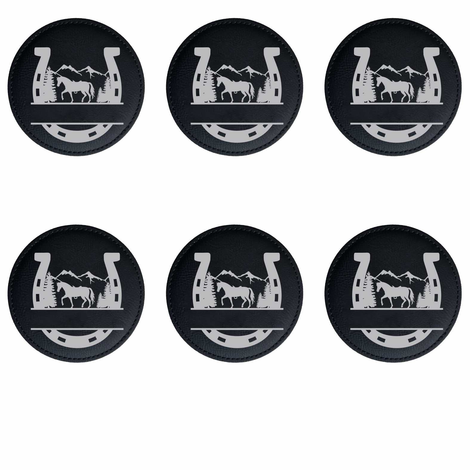 6er Set Untersetzer Hufeisen mit Wunschname - FOTOFOL