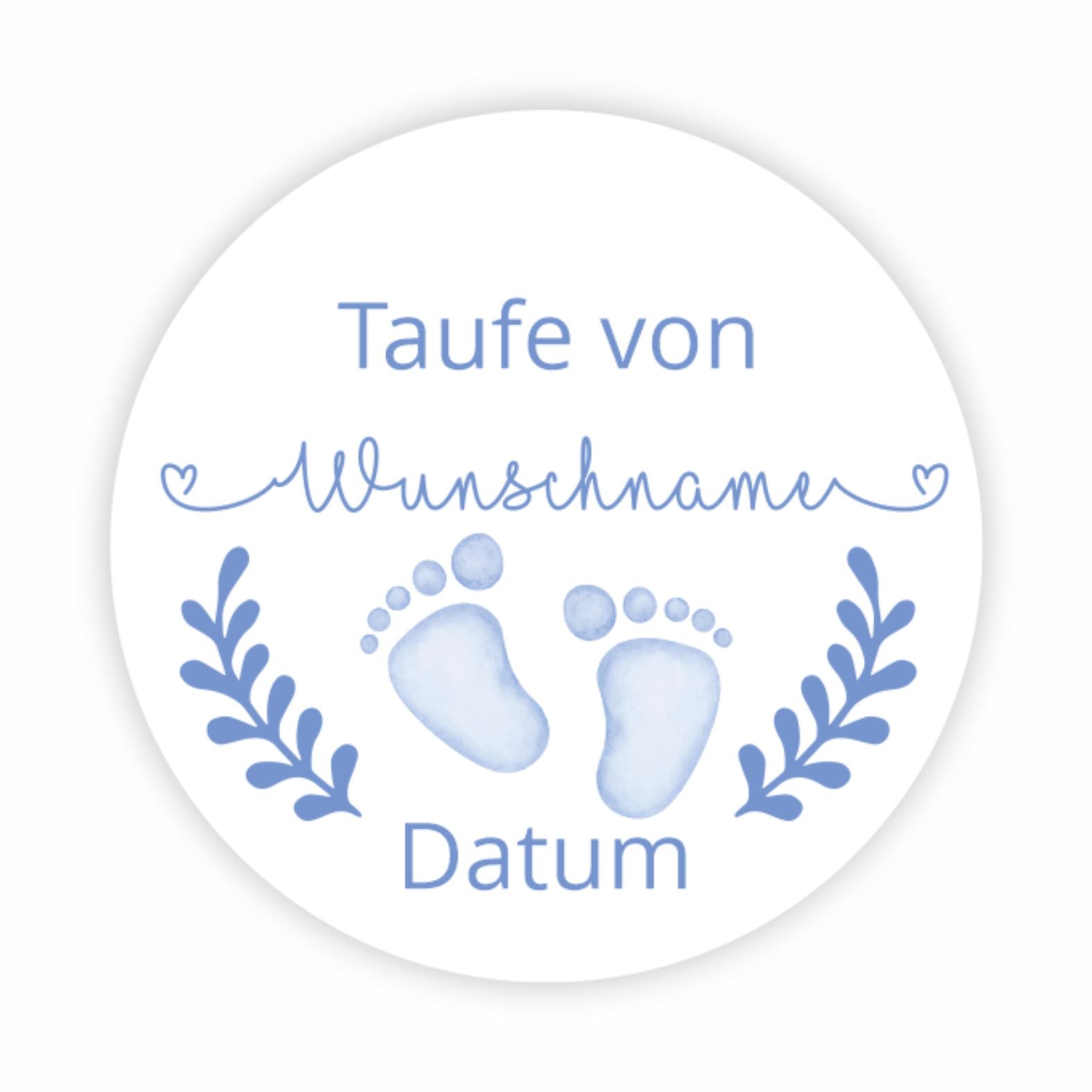 Personalisierte Aufkleber Taufe "Junge" mit Namen und Datum - 24 Stück - 4,5cm - FOTOFOL