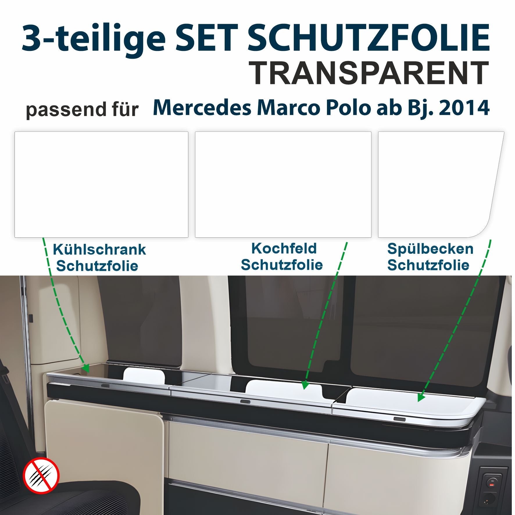 Schutzfolien-Set passend für Mercedes Marco Polo ab Bj. 2014 - FOTOFOL