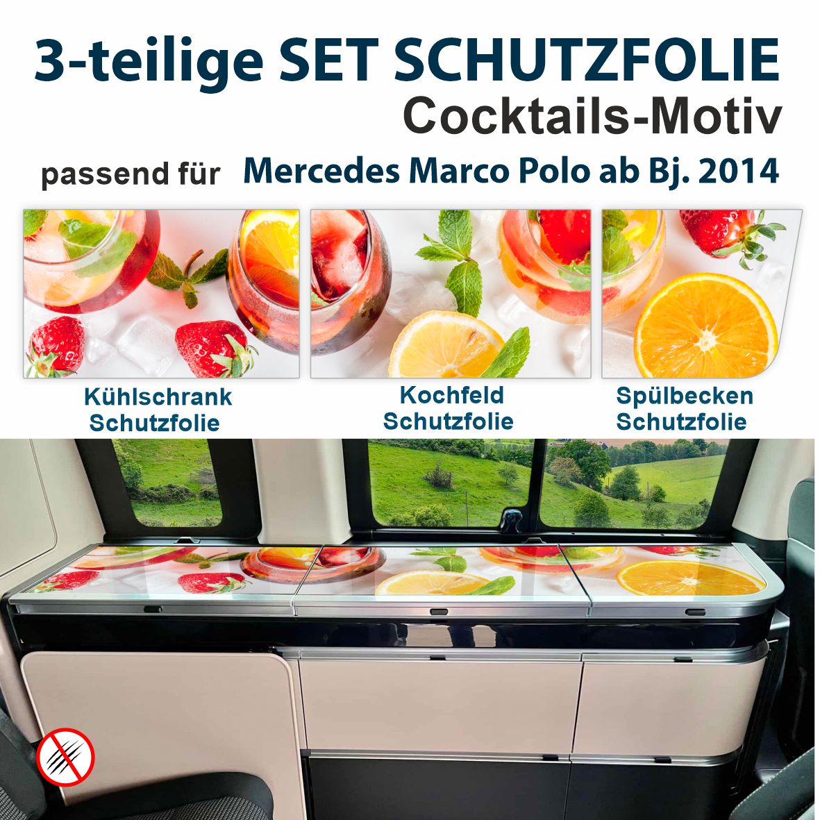 Schutzfolien-Set passend für Mercedes Marco Polo ab Bj. 2014 - FOTOFOL