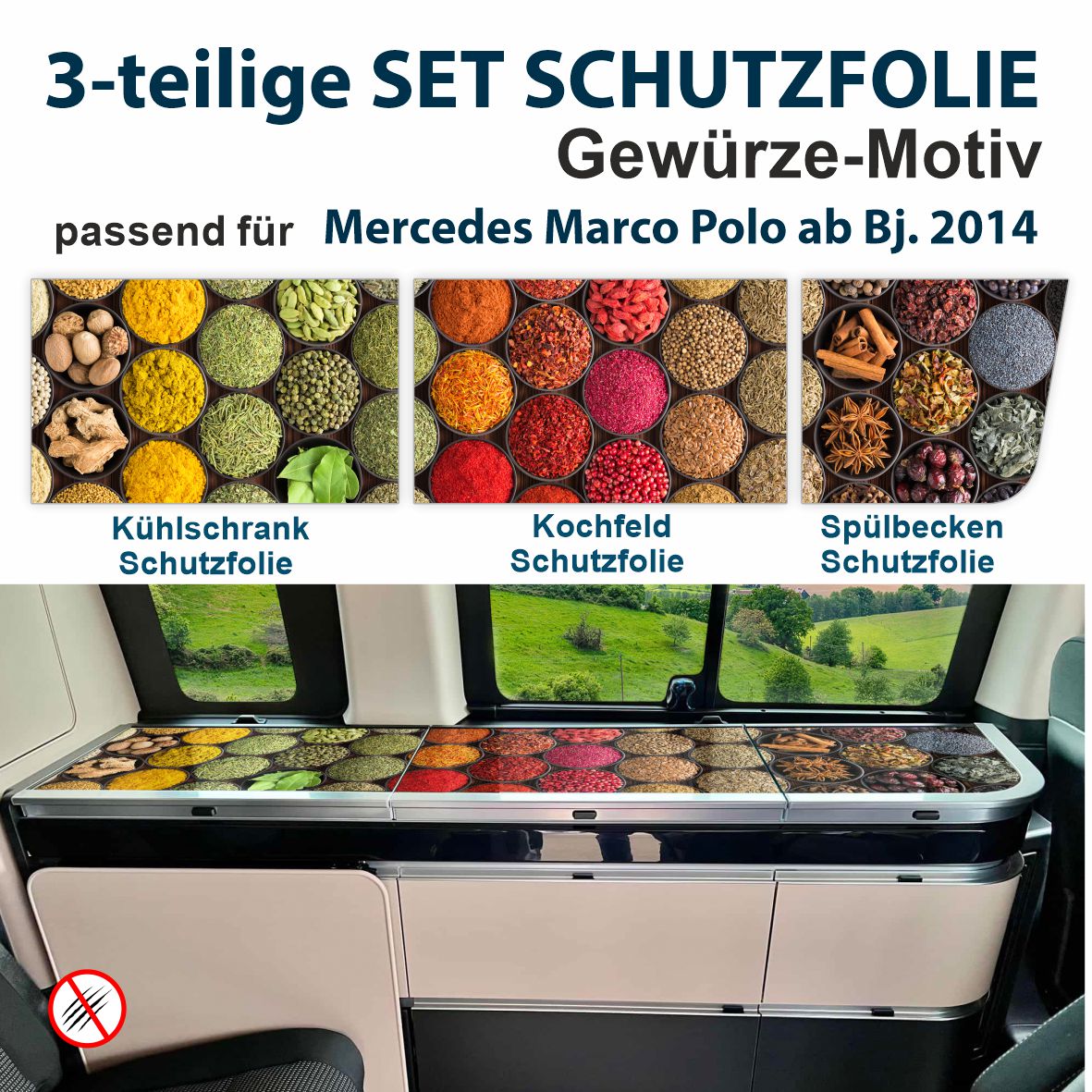 Schutzfolien-Set passend für Mercedes Marco Polo ab Bj. 2014 - FOTOFOL
