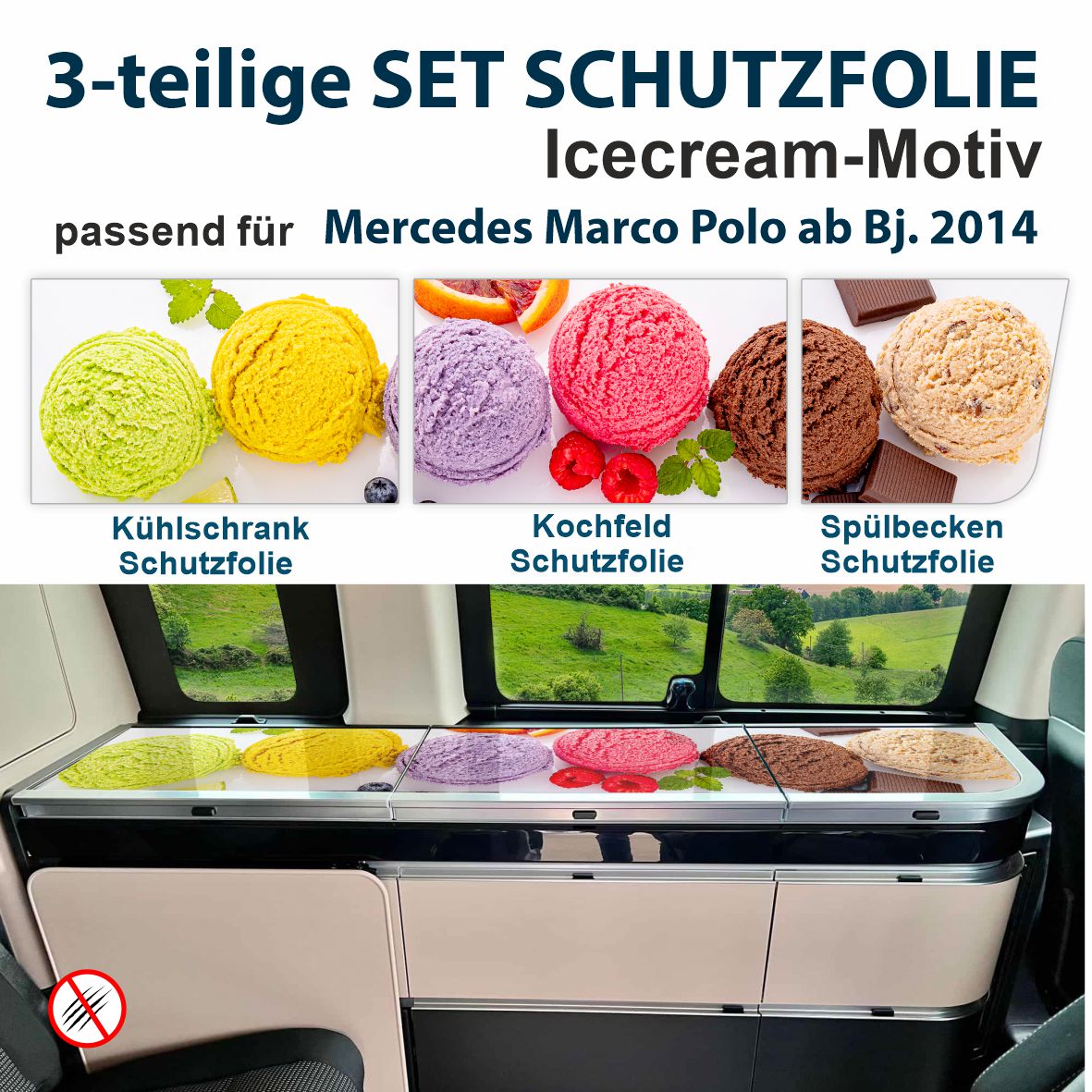 Schutzfolien-Set passend für Mercedes Marco Polo ab Bj. 2014 - FOTOFOL
