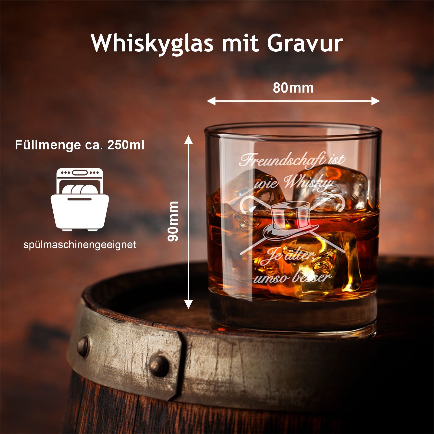 Whiskey Glas SET mit Gravur I Freundschaft ist wie Whisky Je älter, umso besser. - FOTOFOL