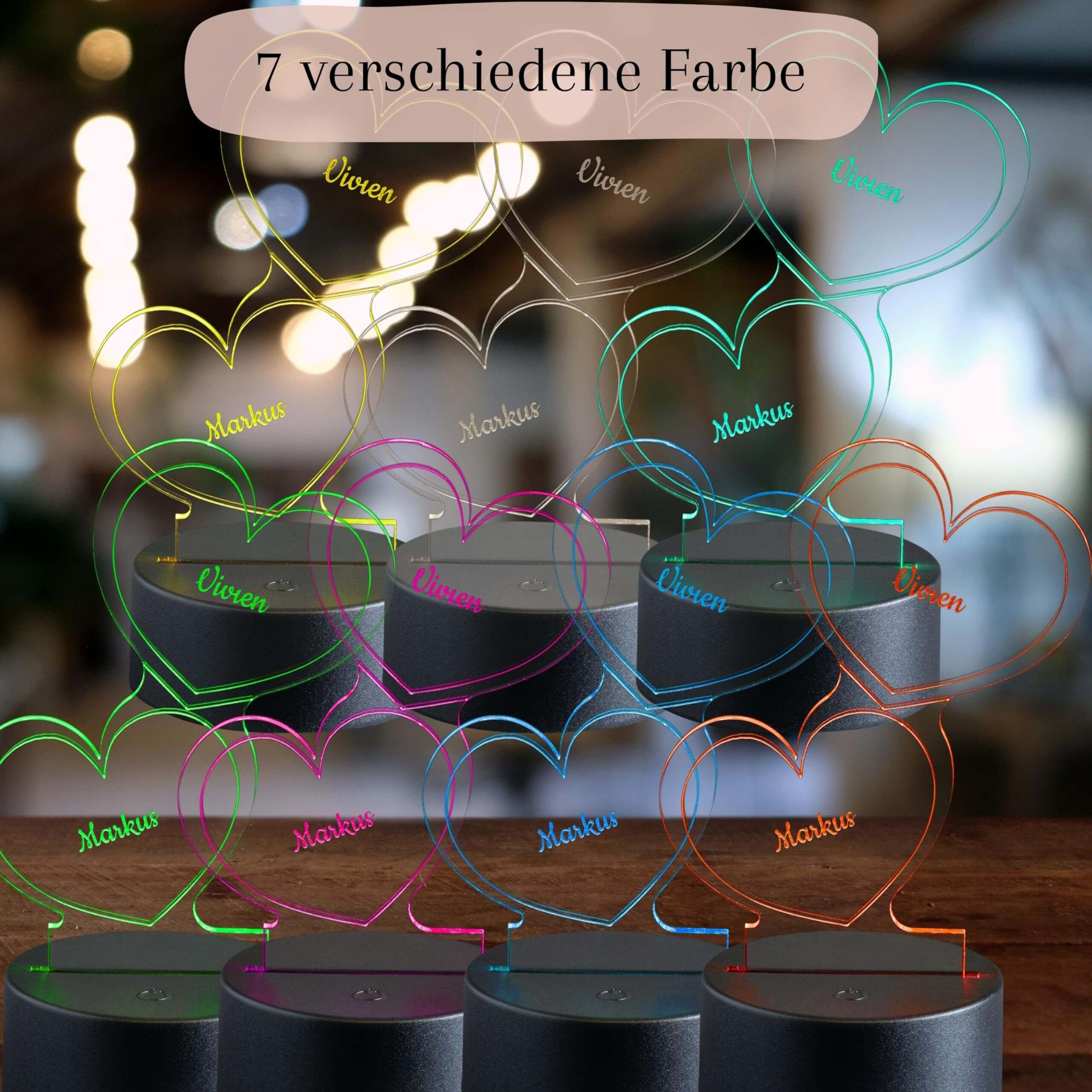 LED Herz-Leuchte mit Gravur Personalisiert - FOTOFOL
