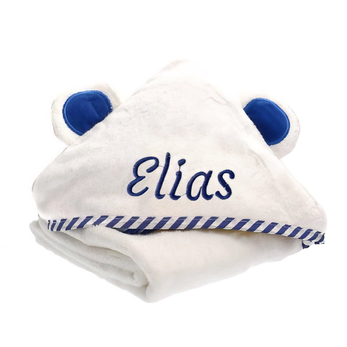 Kinder Kapuzenhandtuch PERSONALISIERT mit Name 90x90cm | 100% Bio Baumwolle | Blau