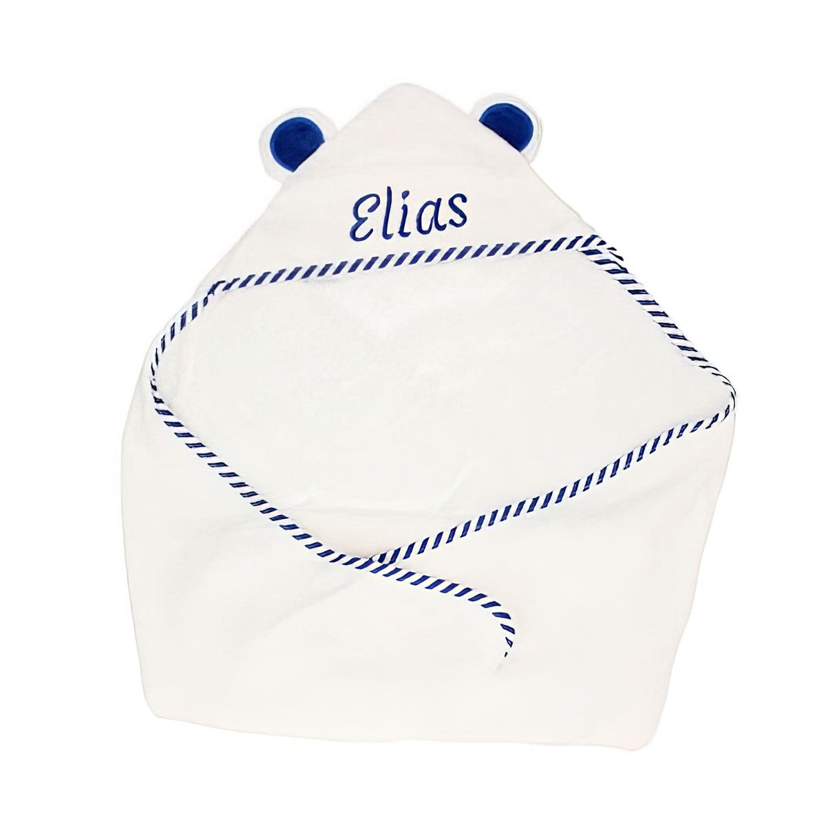 Kinder Kapuzenhandtuch PERSONALISIERT mit Name 90x90cm | 100% Bio Baumwolle | Blau