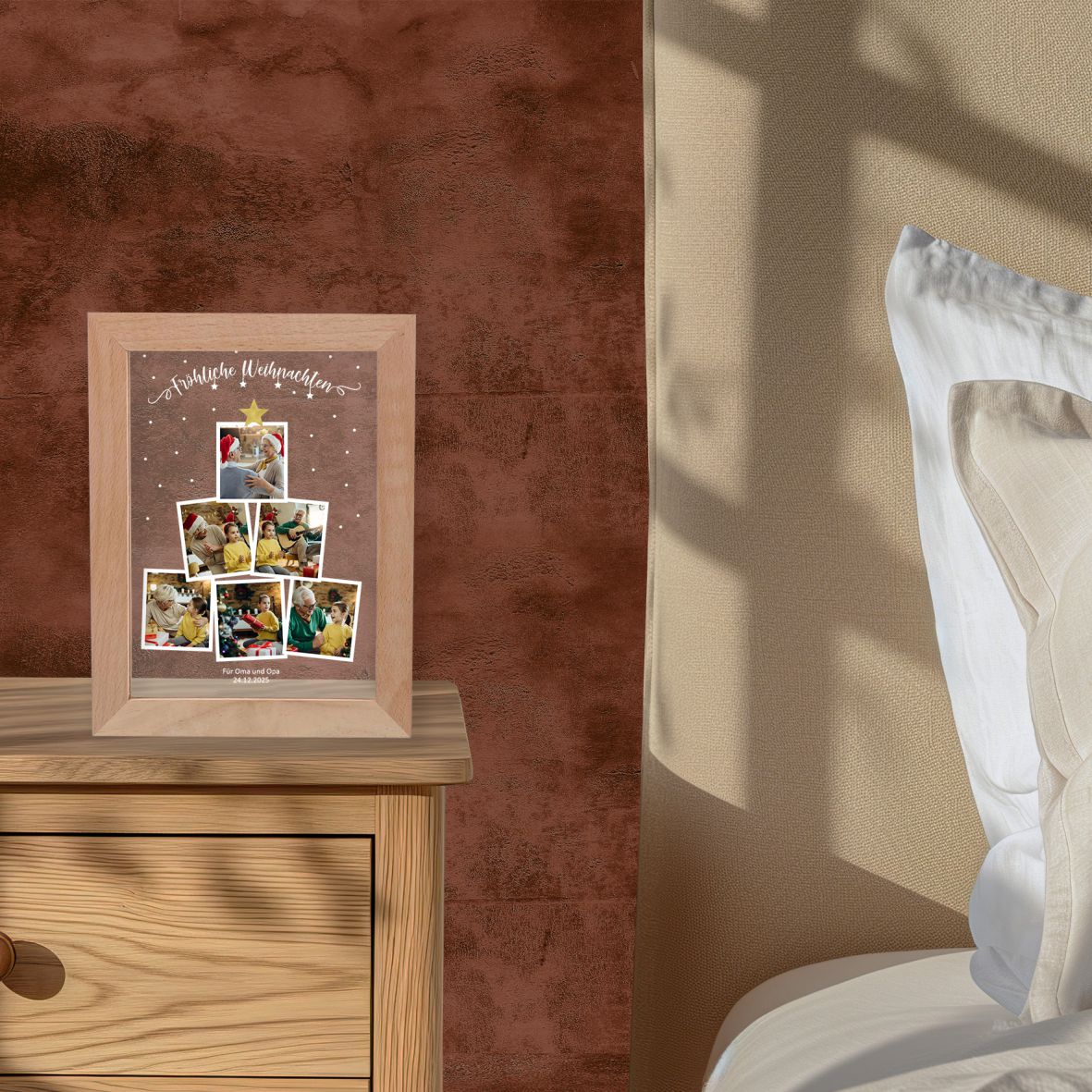 Beleuchteter LED-Rahmen-Personalisierte Acrylglas mit Fotos und Text - Weihnachten