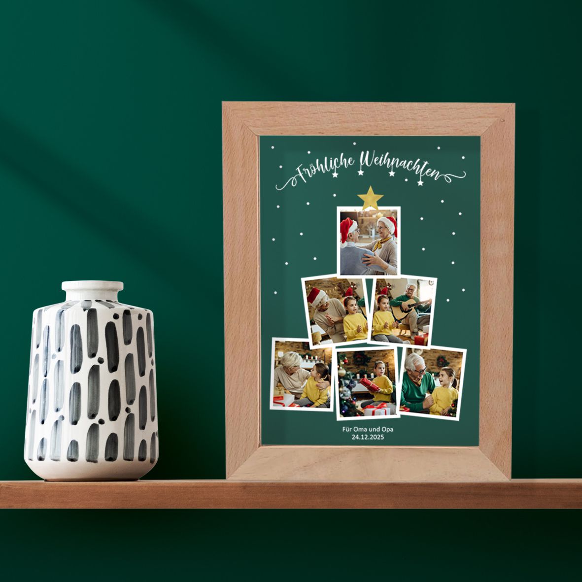 Beleuchteter LED-Rahmen-Personalisierte Acrylglas mit Fotos und Text - Weihnachten