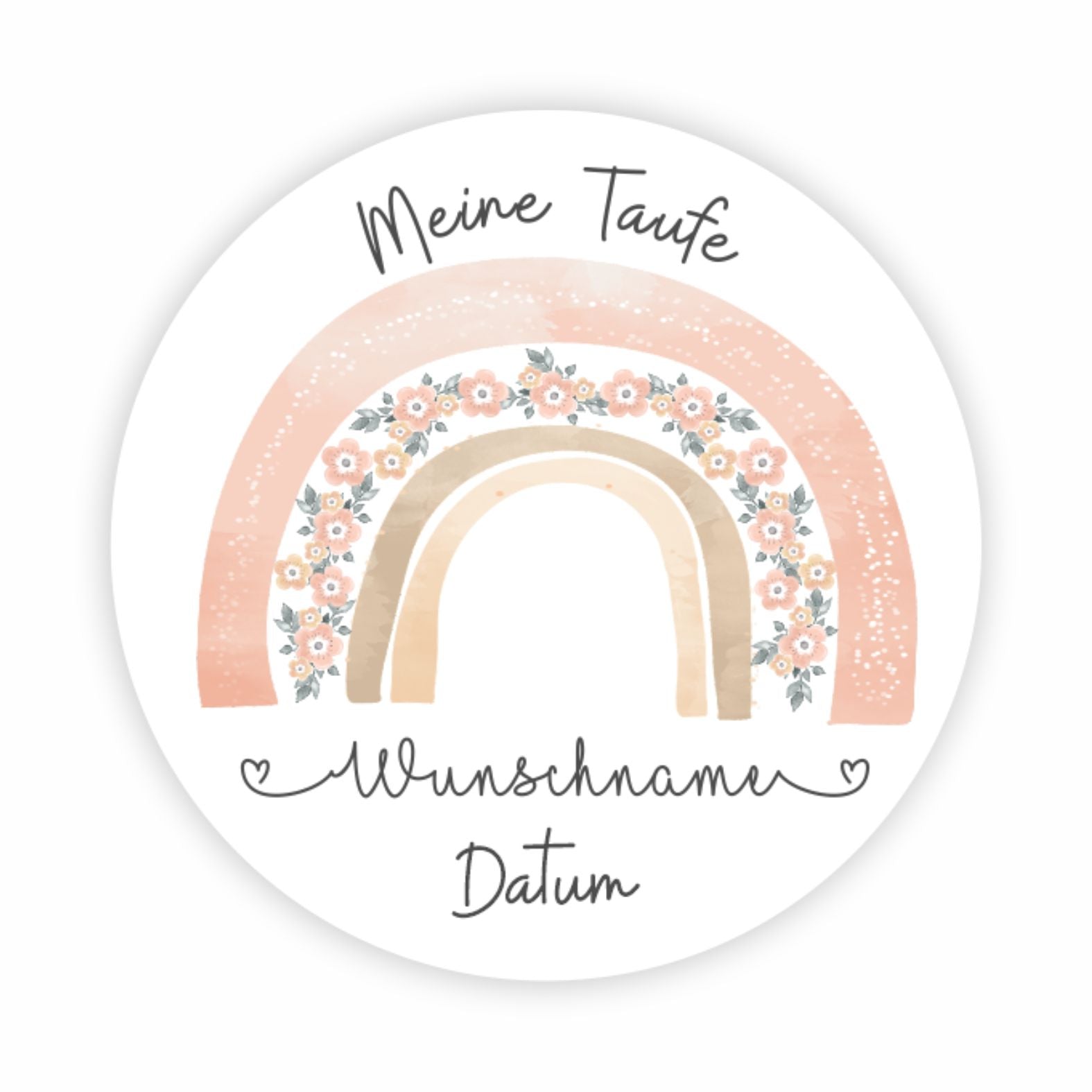 Taufe Aufkleber "Regenbogen" mit Wunschname und Datum - 24 Stück - 4,5cm - FOTOFOL