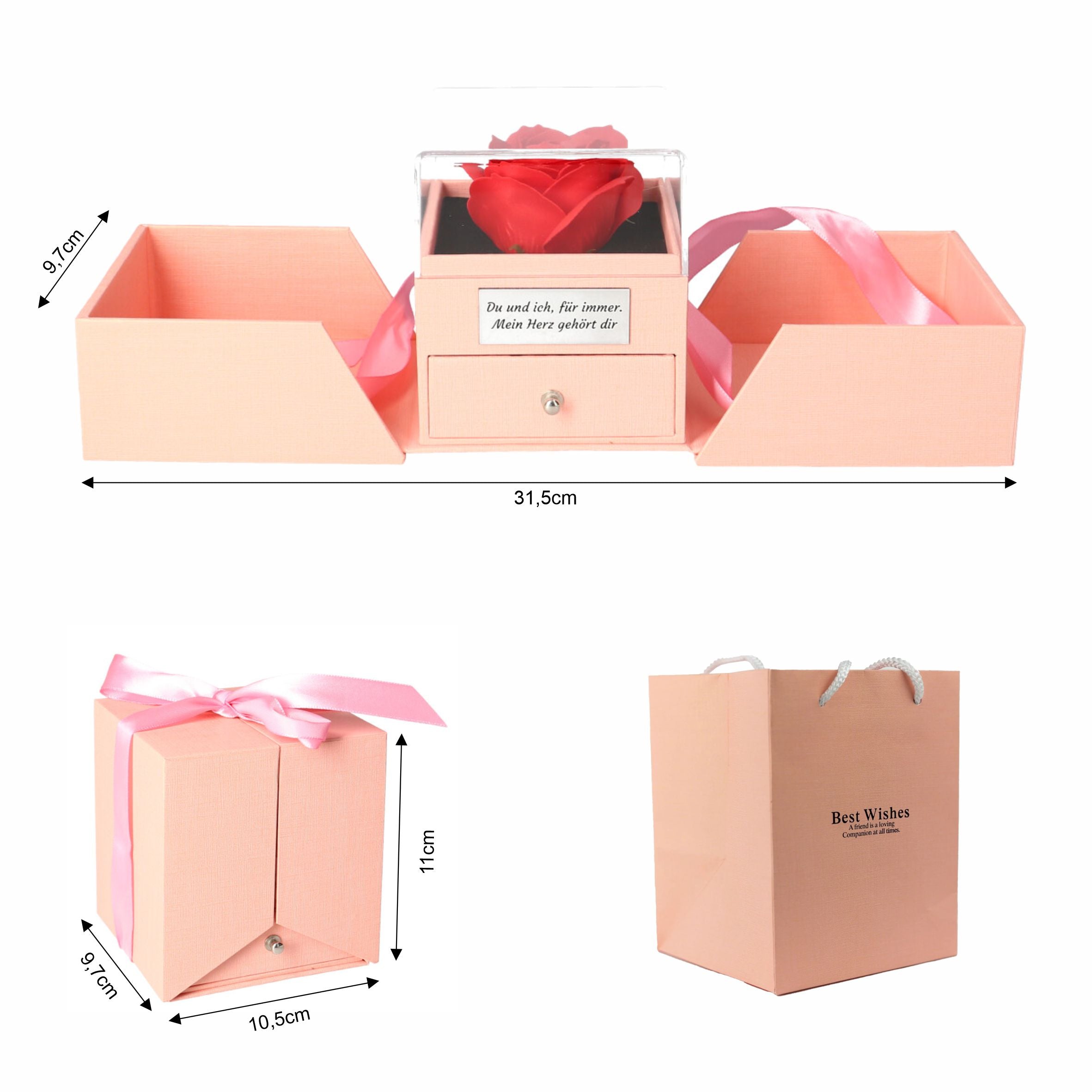 Personalisierte Rosenbox - Rose im Schmuckschatulle - FOTOFOL