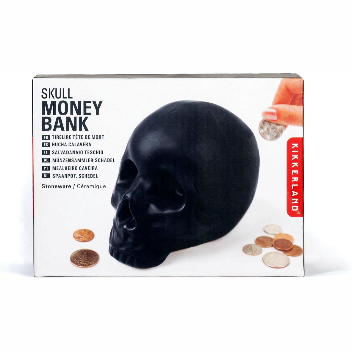Spardose Totenkopf Keramik, Schwarz, 17.3 x 12 x 12.5 cm