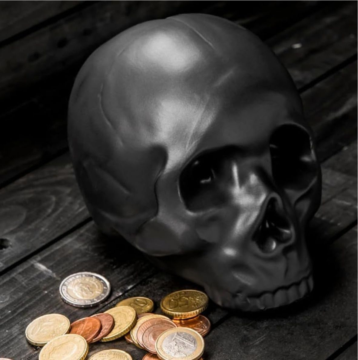 Spardose Totenkopf Keramik, Schwarz, 17.3 x 12 x 12.5 cm