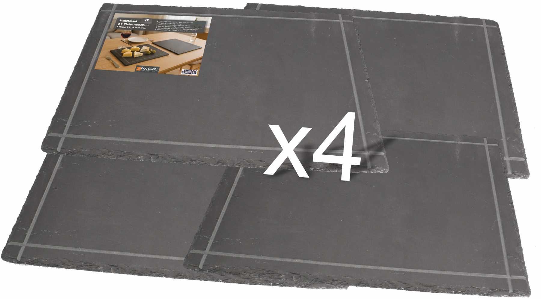 Eckige Schieferplatten 2 Stück – 30/40 cm – Servierplatten für Käse, BBQ & Tapas – auch mit Gravur - FOTOFOL