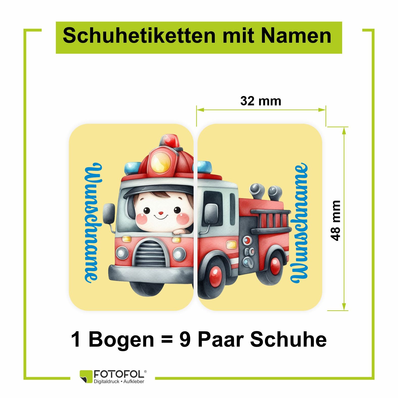 Namensaufkleber Set für Schuhe - individuell personalisierte Etiketten mit Wunschname - FOTOFOL