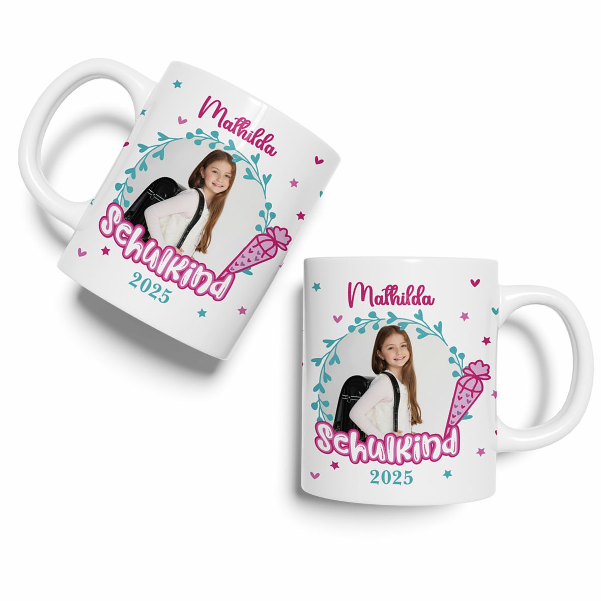 Tasse Einschulung 2025 mit Name und Bild Personalisieren Mädchen - FOTOFOL