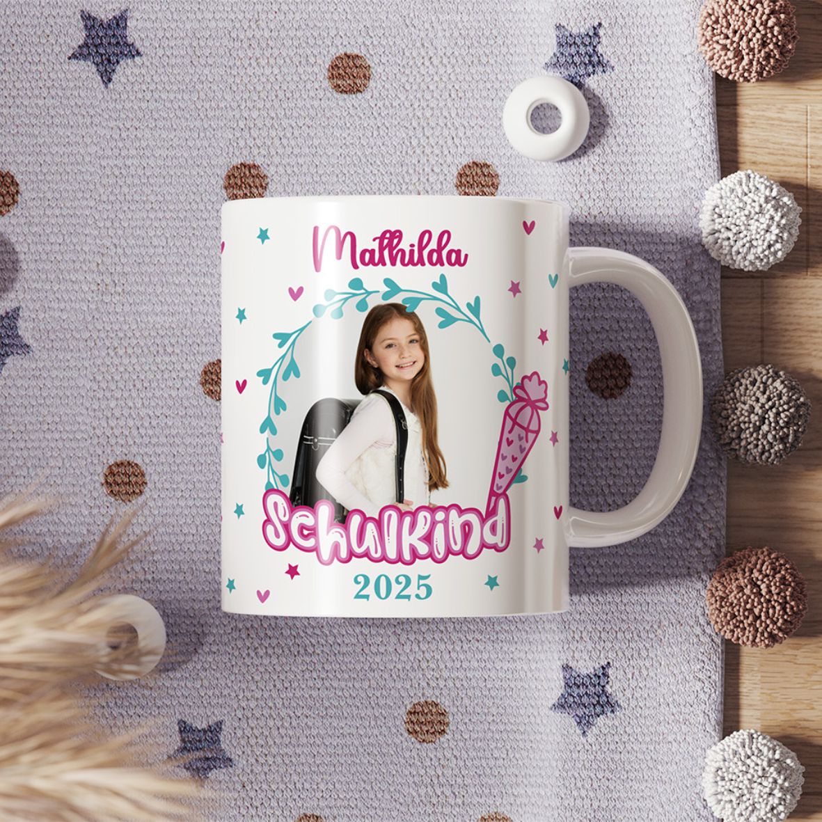 Tasse Einschulung 2025 mit Name und Bild Personalisieren Mädchen - FOTOFOL