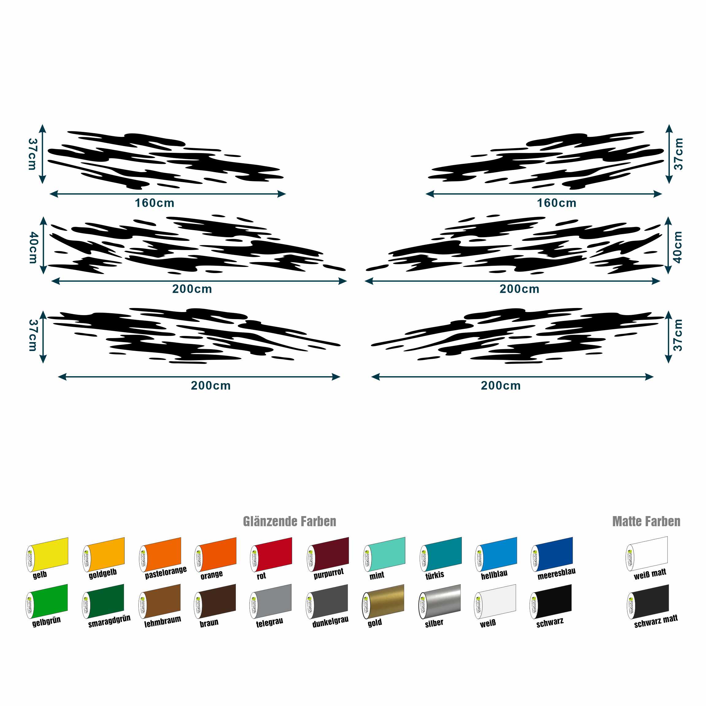 Seitenstreifen Aufkleber "Splash Style" passend für VW T6.1, T6, T5, Multivan, Bulli, Transporter - FOTOFOL
