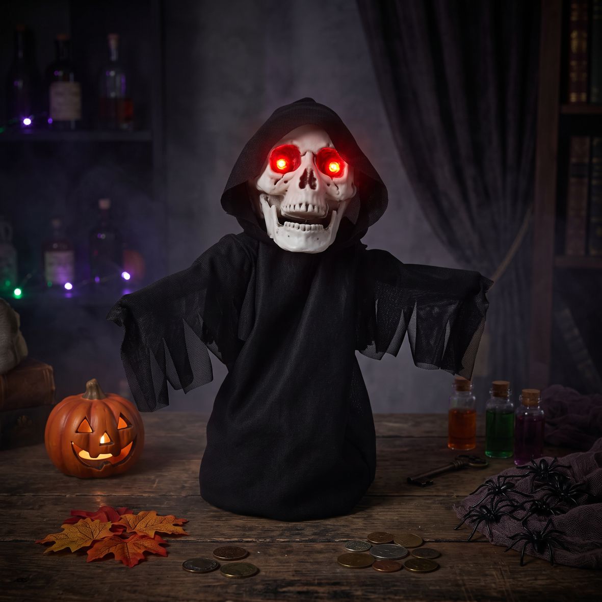 Stehende Halloween-Figur Sensenmann - schwarz