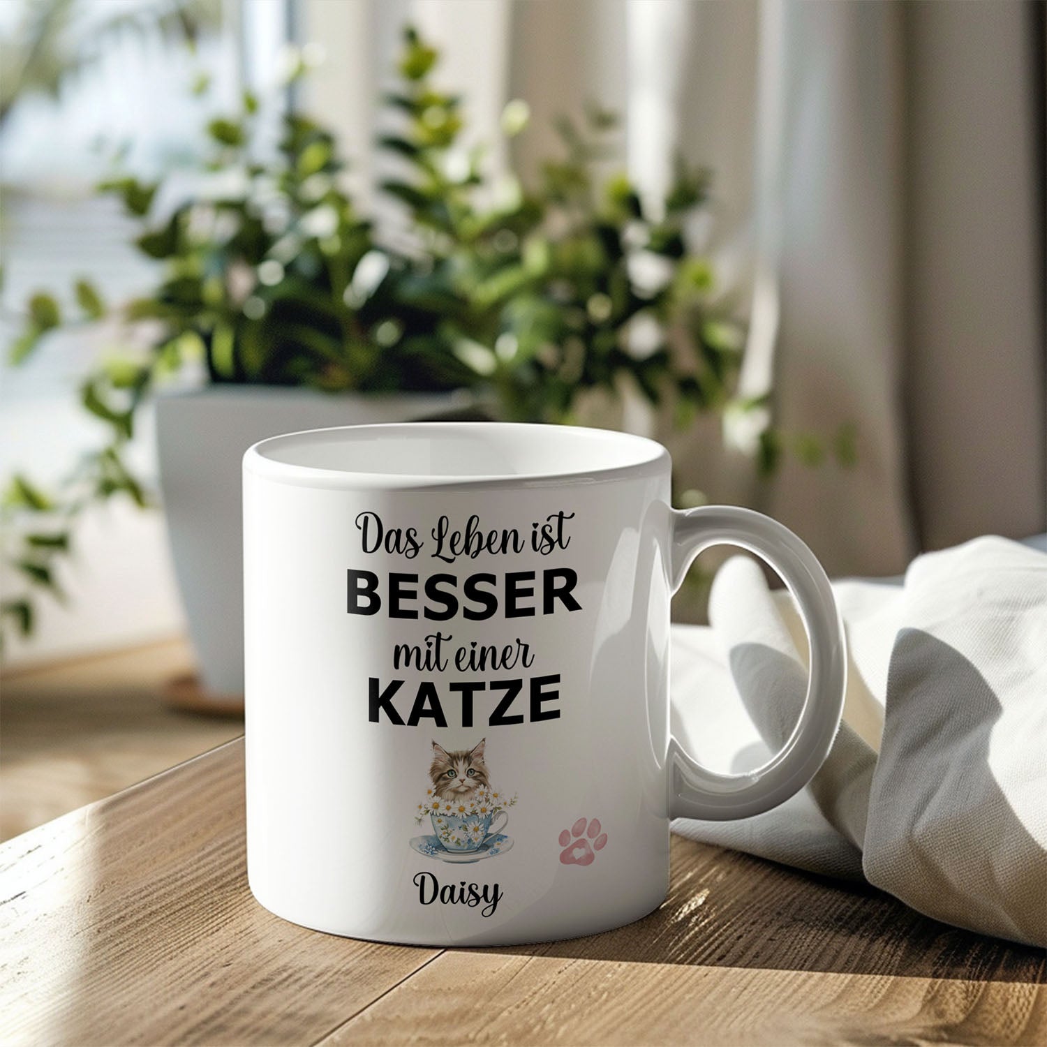 Personalisierte Tasse - Das Leben ist besser mit einer Katze - FOTOFOL