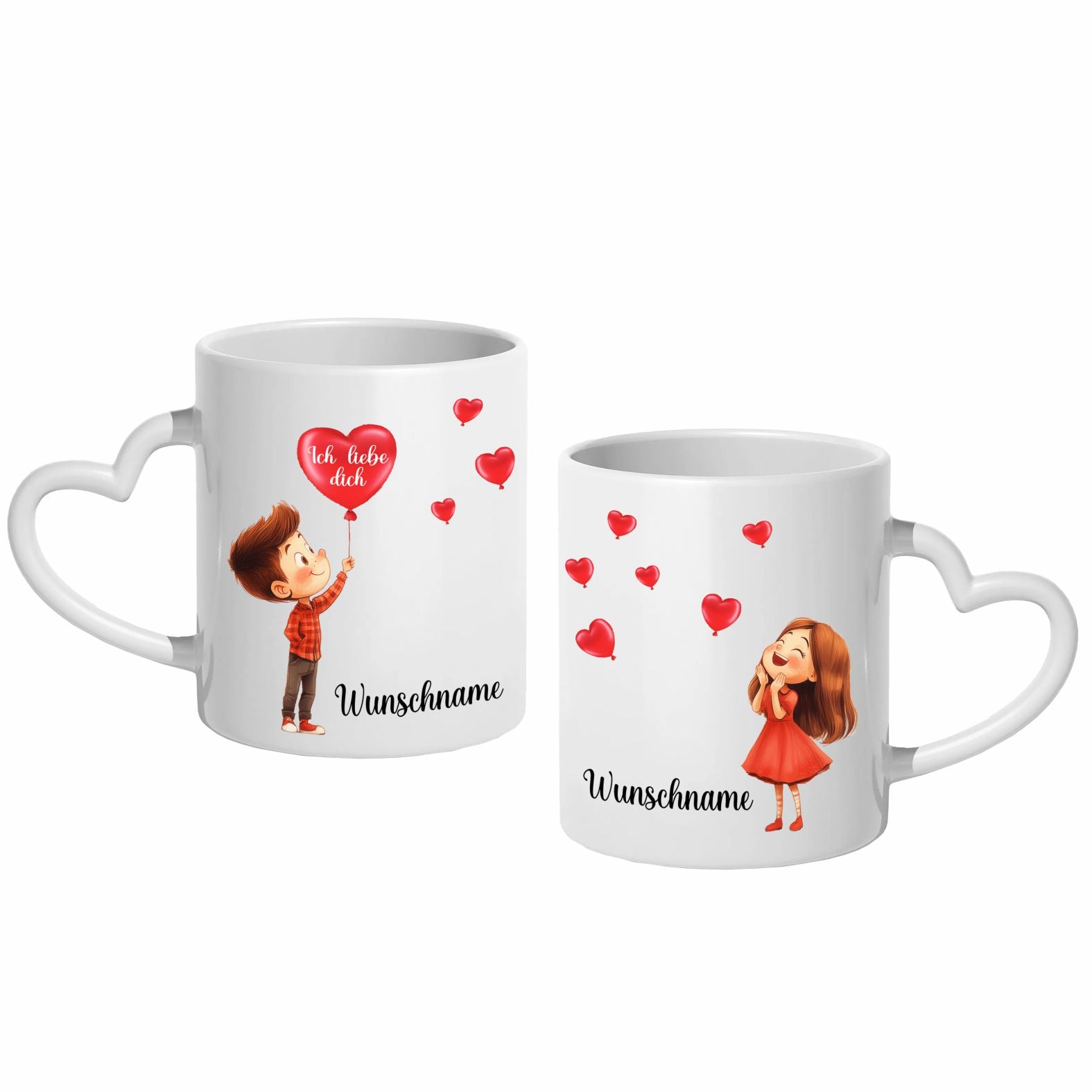 2er Set Personalisierte Tassen Liebespärchen Herzen - FOTOFOL