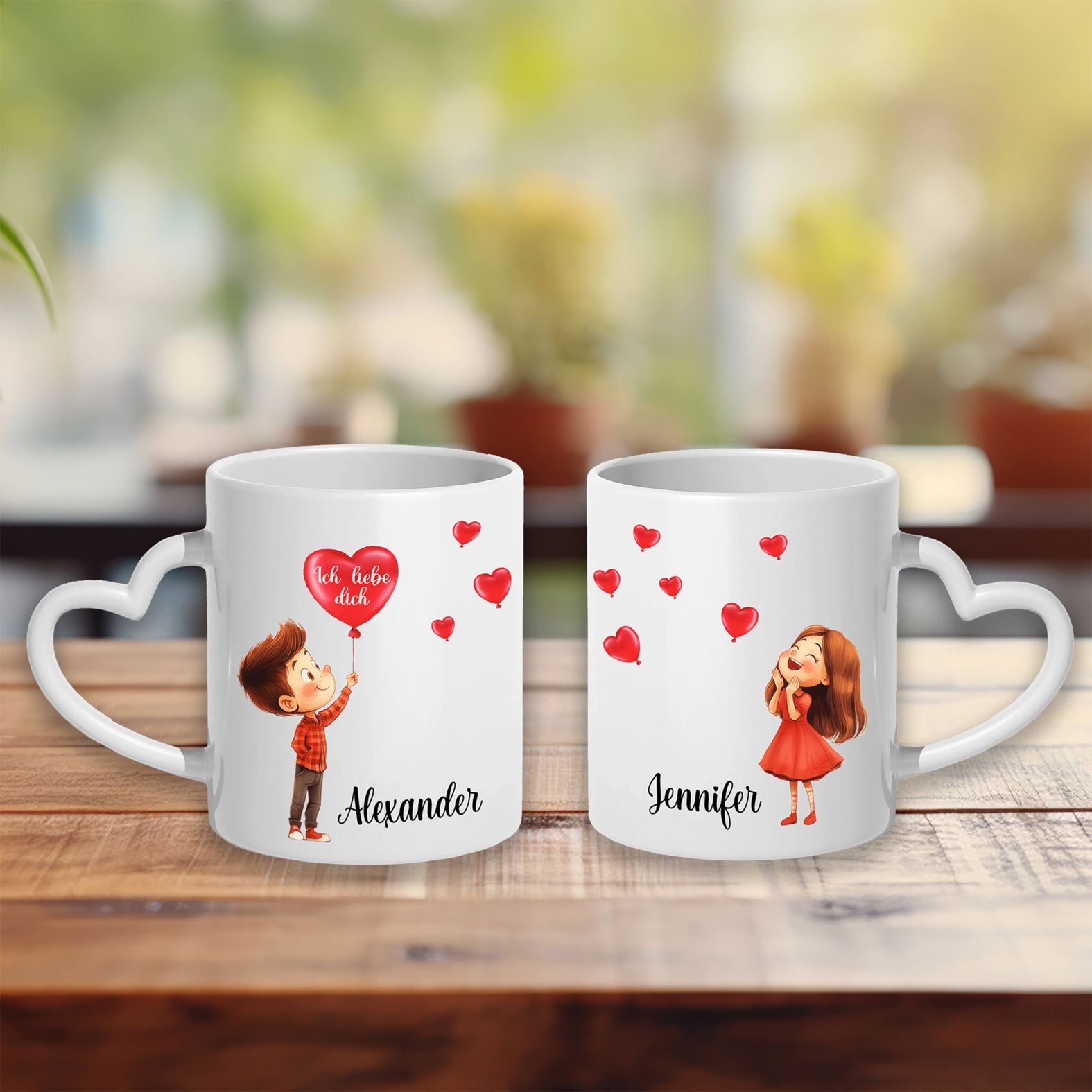 2er Set Personalisierte Tassen Liebespärchen Herzen - FOTOFOL
