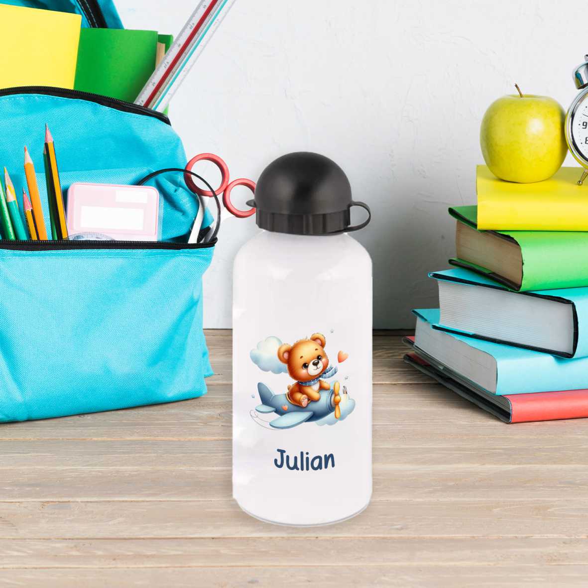 Trinkflasche für Kinder personalisiert mit Namen - Bär - FOTOFOL