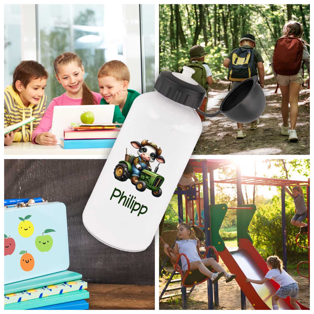 Trinkflasche für Kinder personalisiert mit Namen - Bauer - FOTOFOL