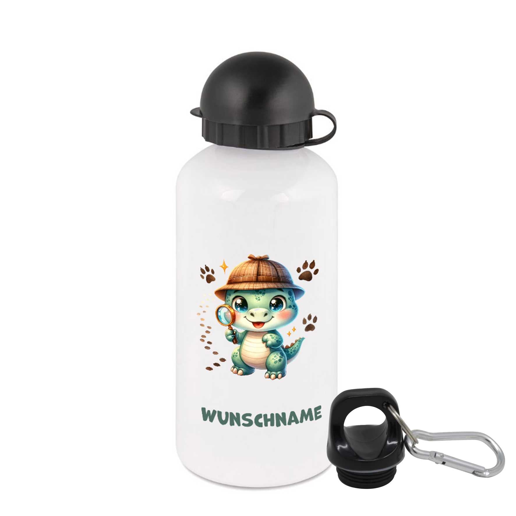 Trinkflasche für Kinder personalisiert mit Namen - Dino - FOTOFOL