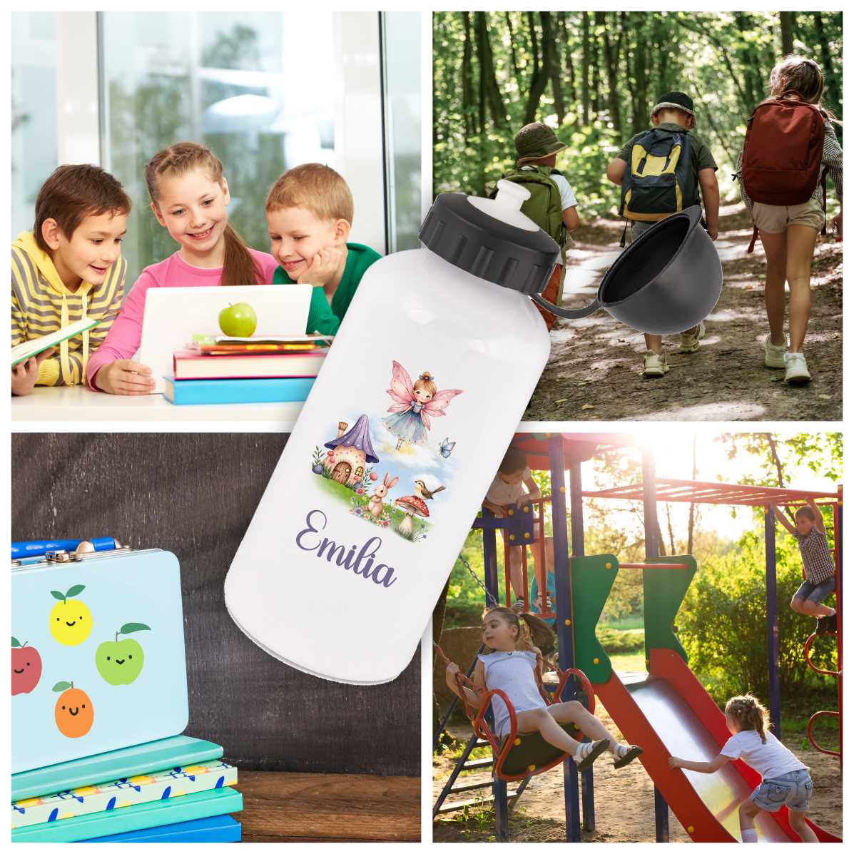 Trinkflasche für Kinder personalisiert mit Namen - Fee - FOTOFOL