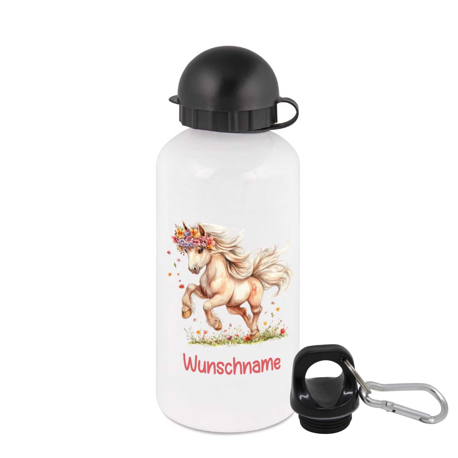 Trinkflasche für Kinder personalisiert mit Namen - Pferd - FOTOFOL