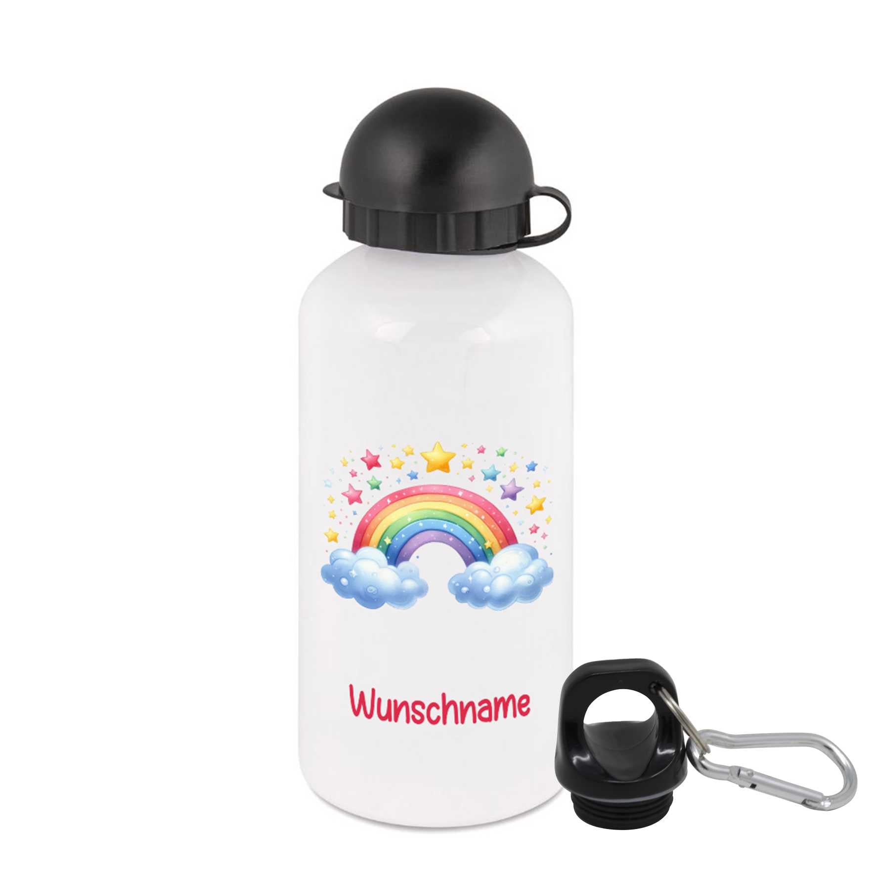 Trinkflasche für Kinder personalisiert mit Namen - Regenbogen - FOTOFOL