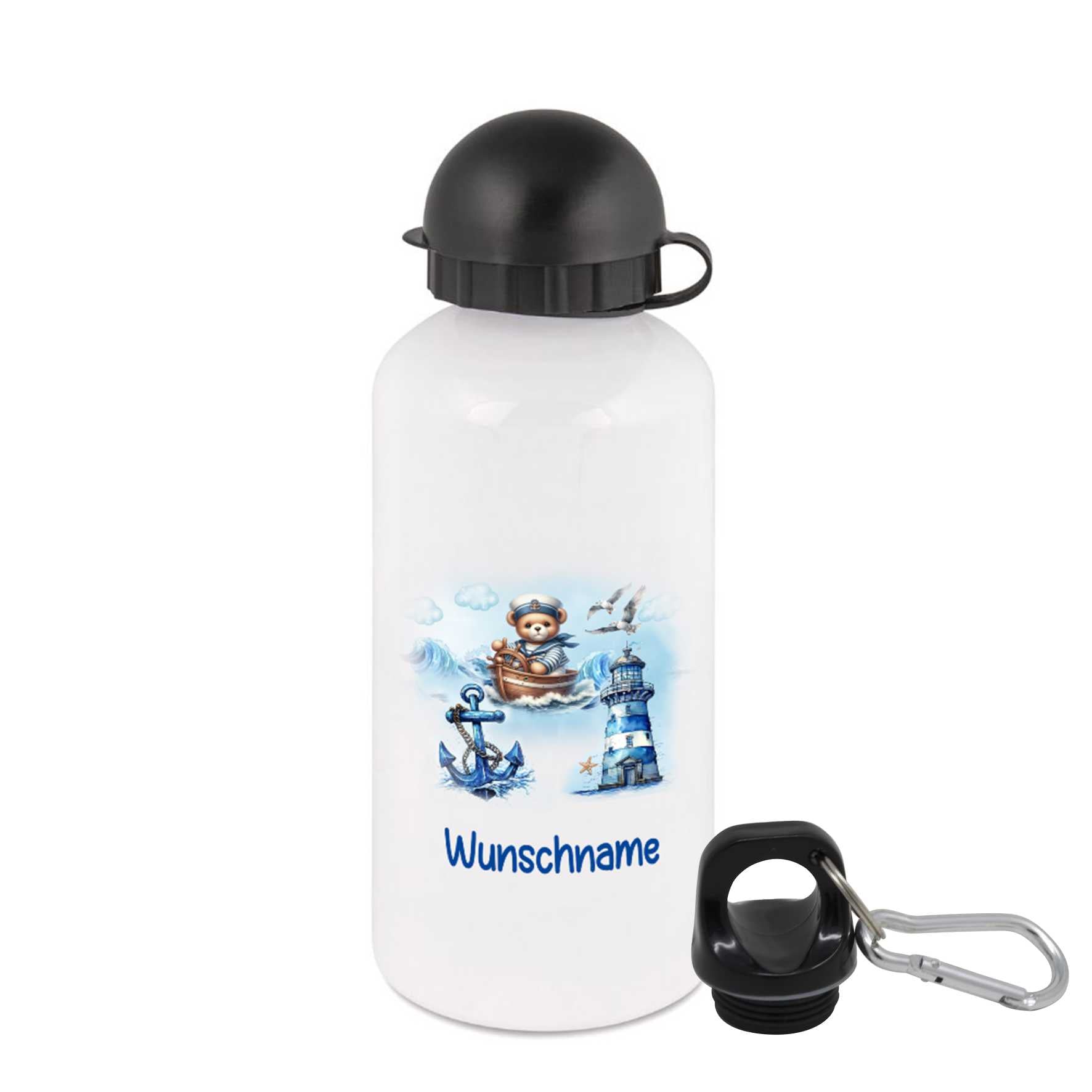 Trinkflasche für Kinder personalisiert mit Namen - Seemann - FOTOFOL