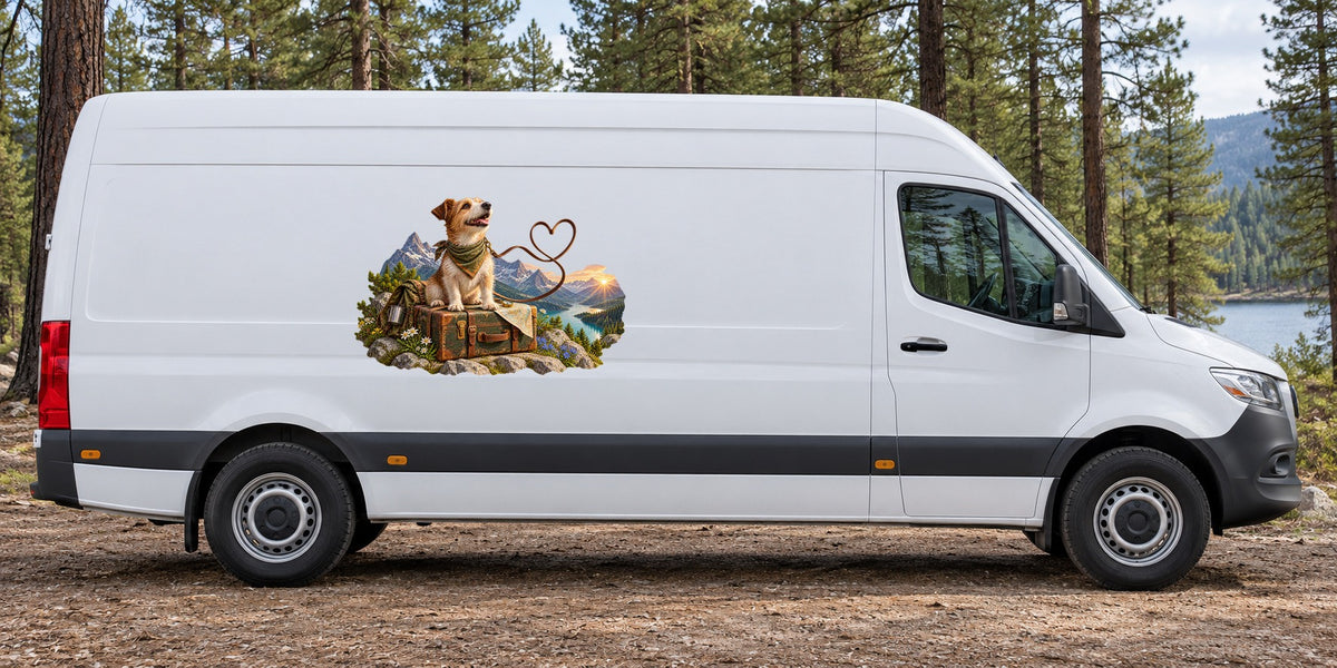 Hund mit Aussicht – Beispiel am Kastenwagen