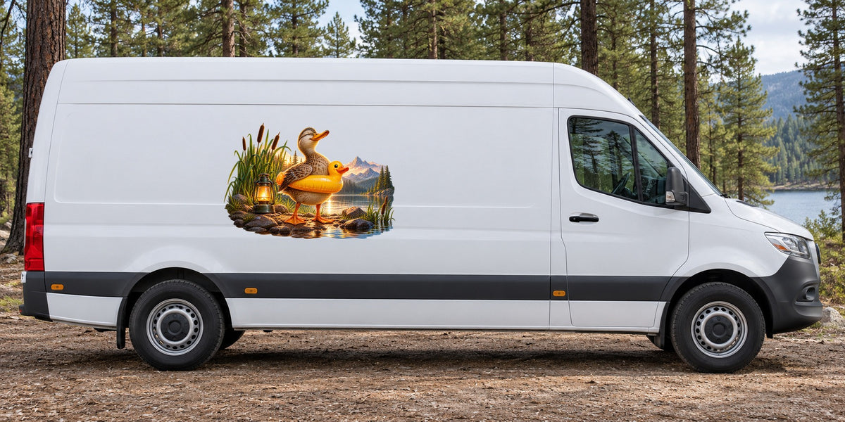 Ente mit Schwimmring – Beispiel am Kastenwagen