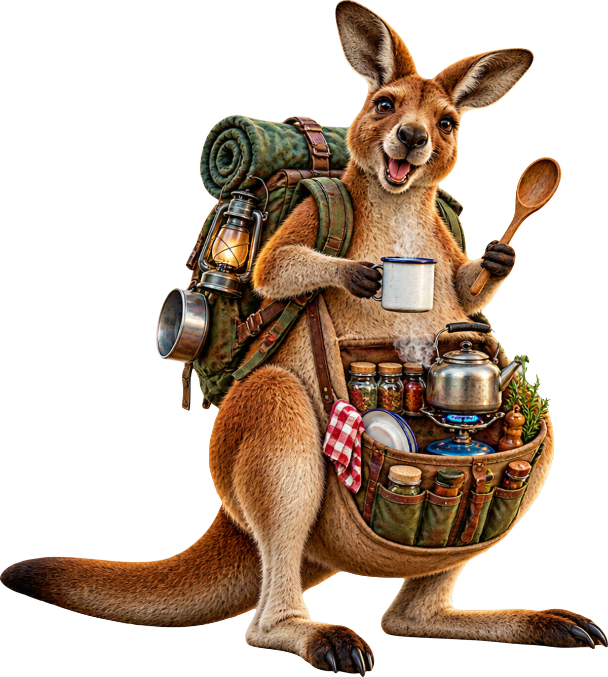 Känguru mit Campingküche – Aufklebermotiv