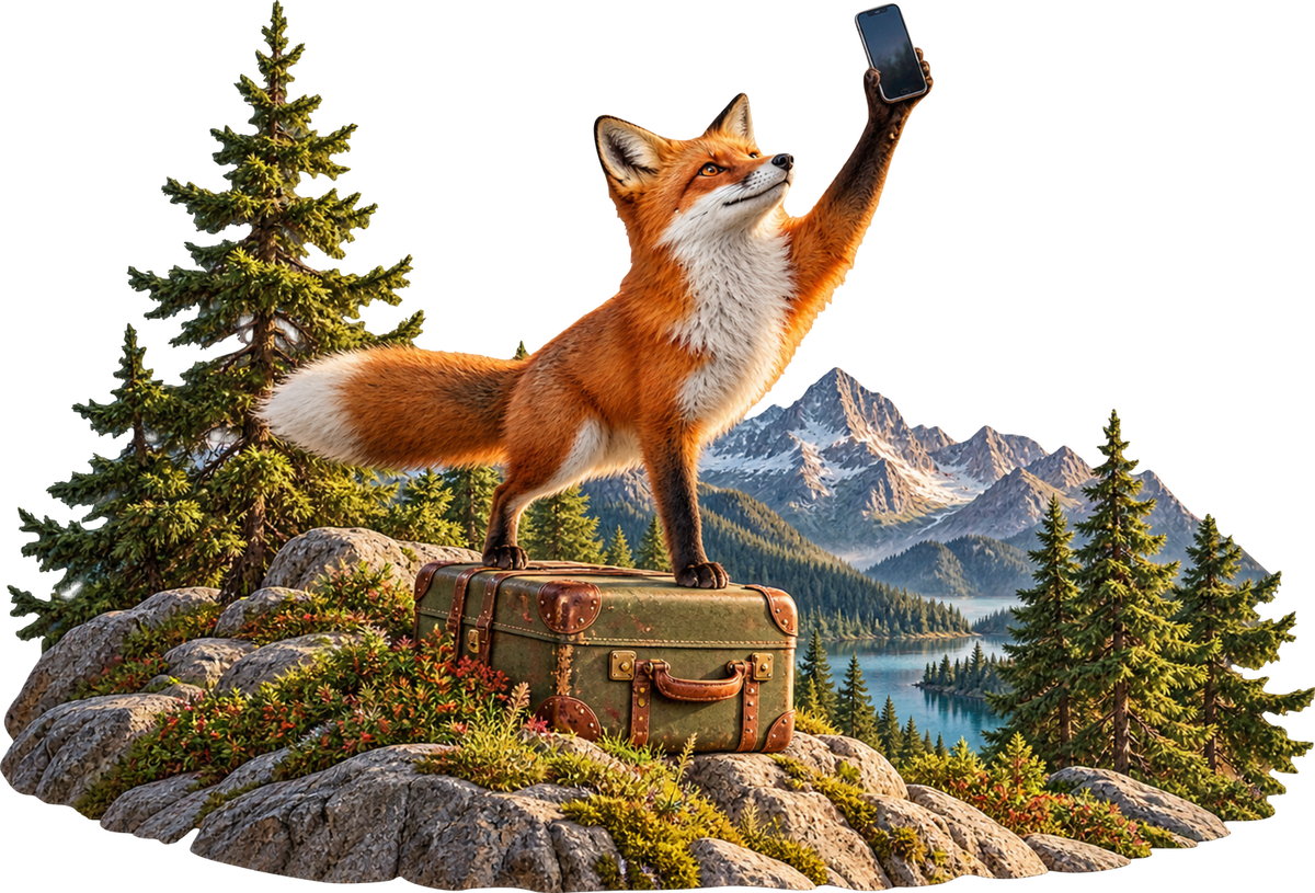 Fuchs sucht Empfang – Aufklebermotiv