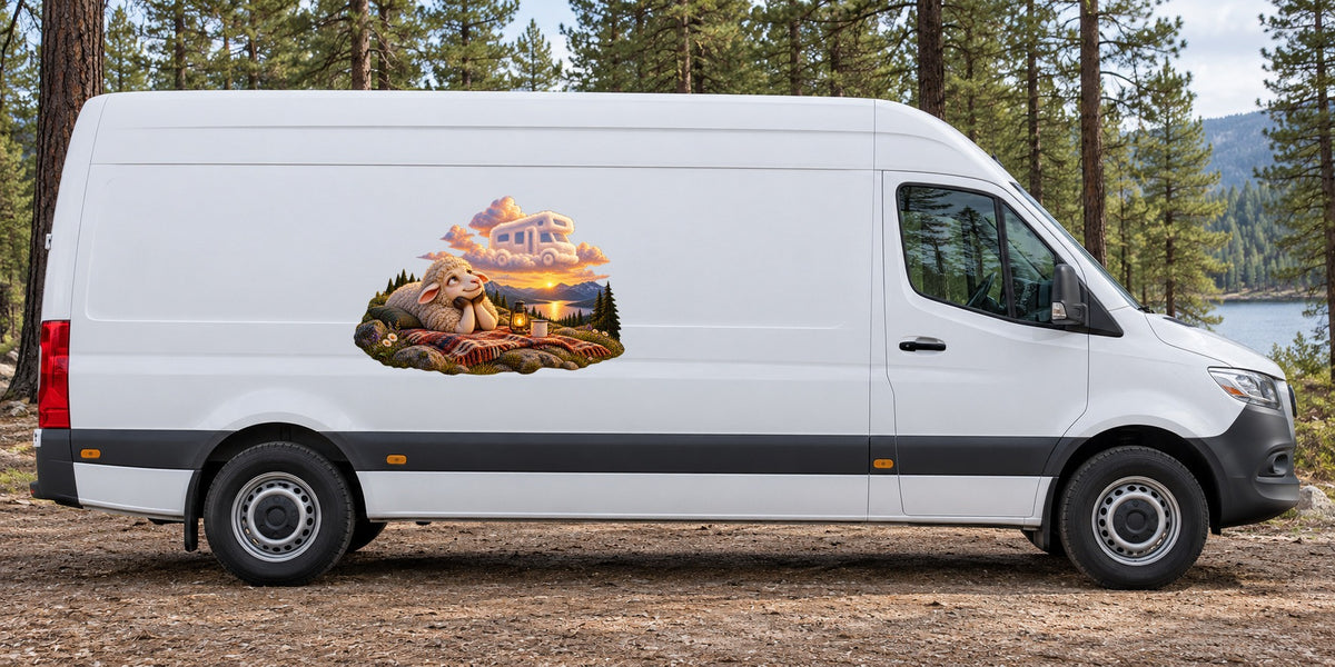 Schaf als Wolkenzähler – Beispiel am Kastenwagen
