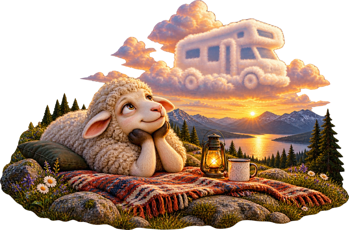Schaf als Wolkenzähler – Aufklebermotiv