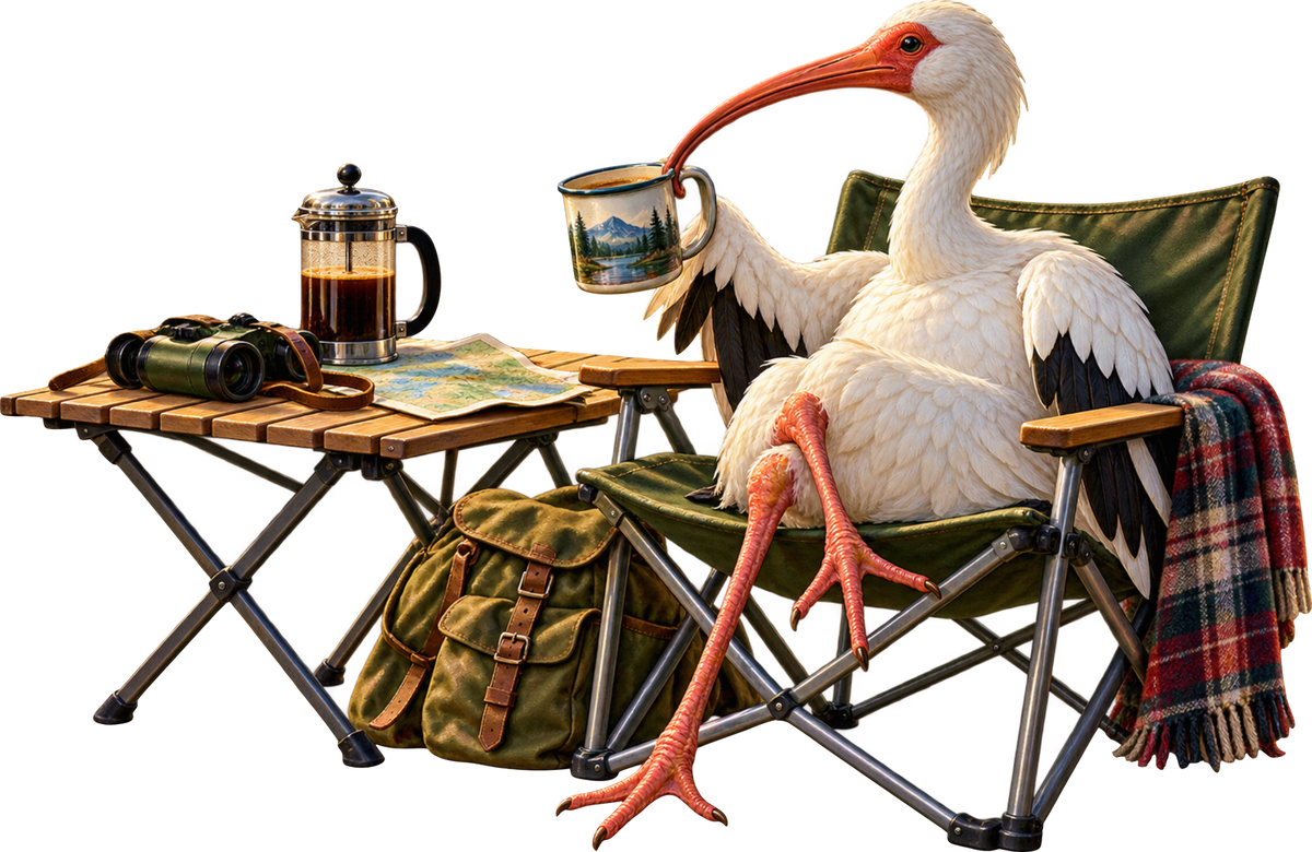 Ibis mit Kaffeepause – Aufklebermotiv