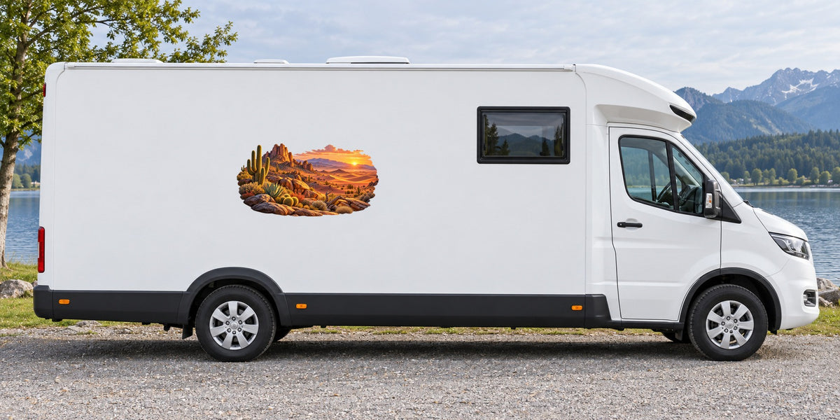 Wüstenmorgen – Beispiel am Wohnmobil