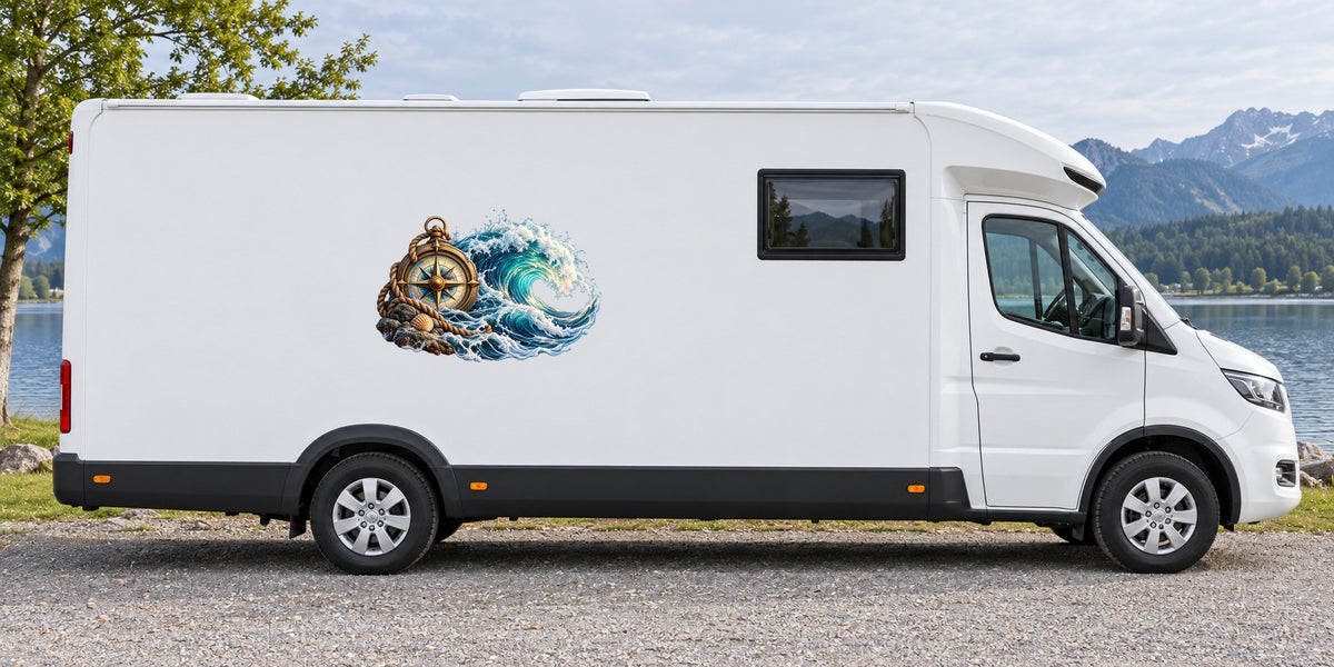 Kompass und Brandung – Beispiel am Wohnmobil