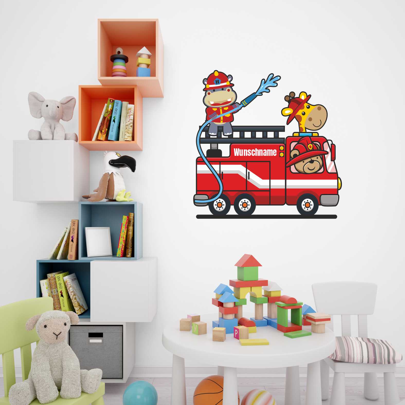 Wandtattoo Feuerwehrauto mit Wunschname - FOTOFOL